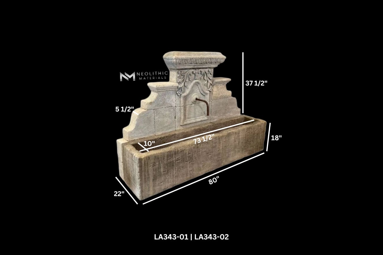 Reclaimed Limestone Fountain with Antiqued Trough - Image 13