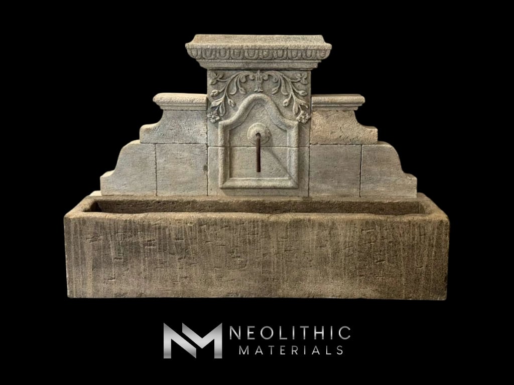 Reclaimed Limestone Fountain with Antiqued Trough