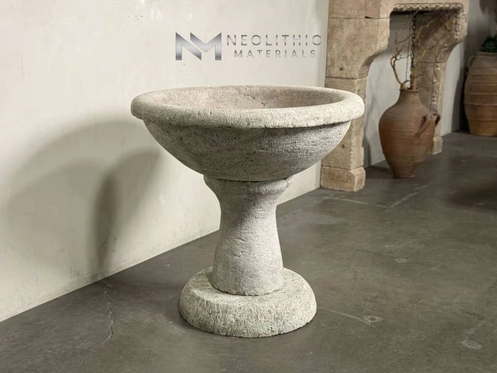 Limestone Bird Bath Fountain - Image 3