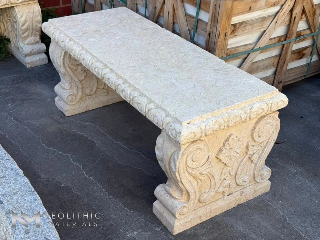 Limestone Garden Bench - Image 2