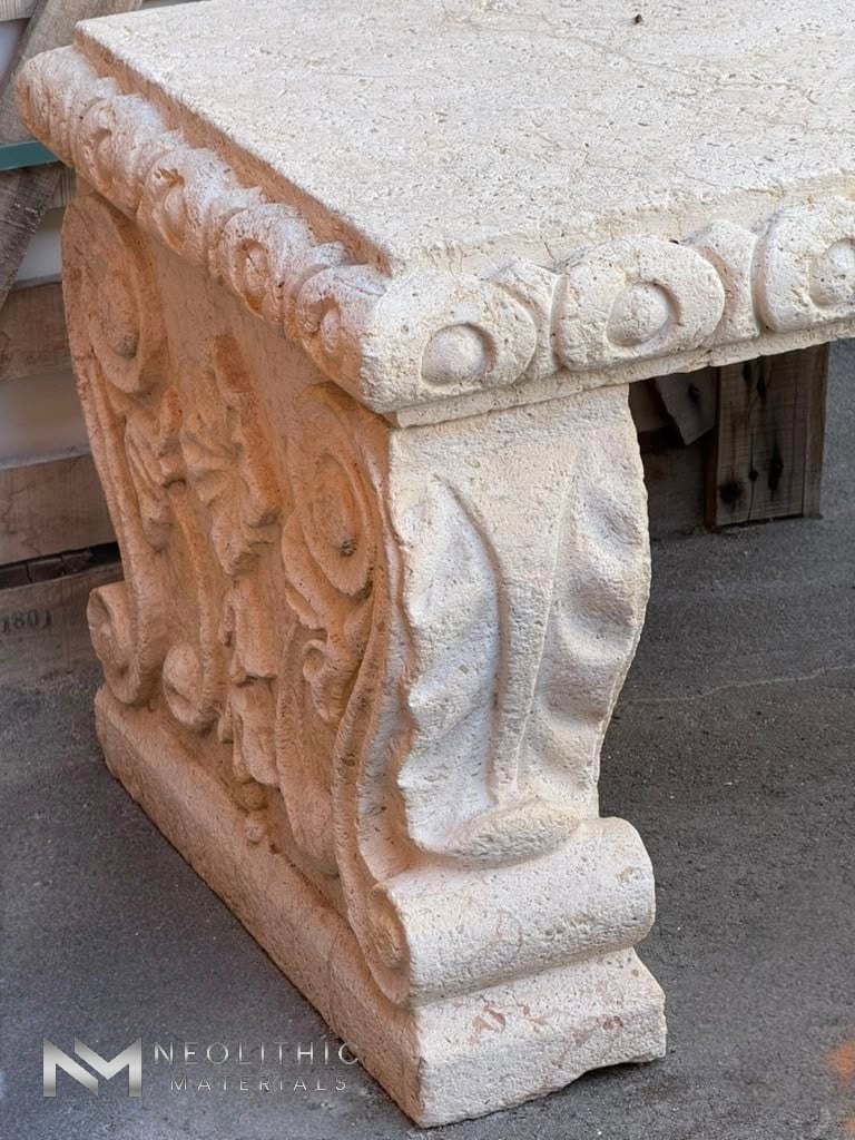 Limestone Garden Bench - Image 4
