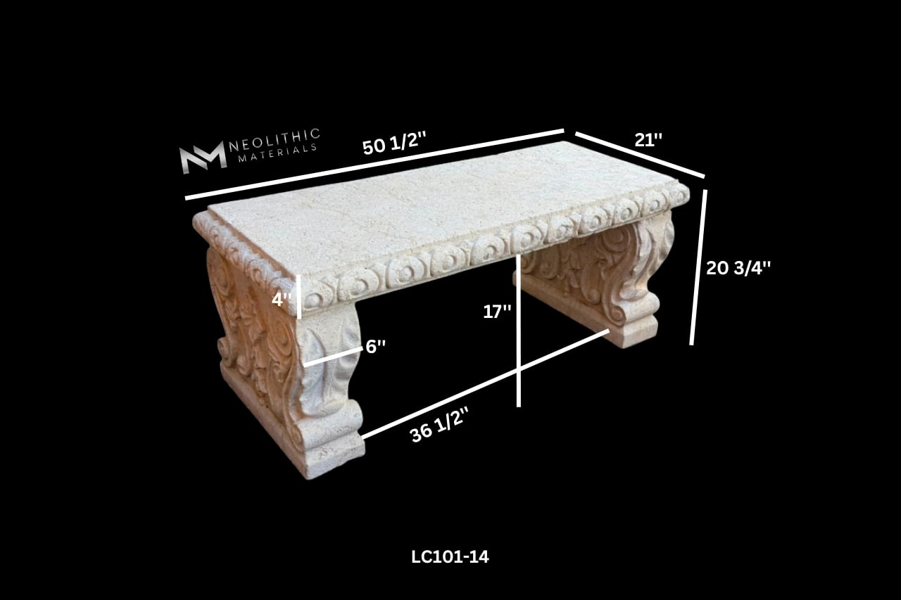 Limestone Garden Bench - Image 6