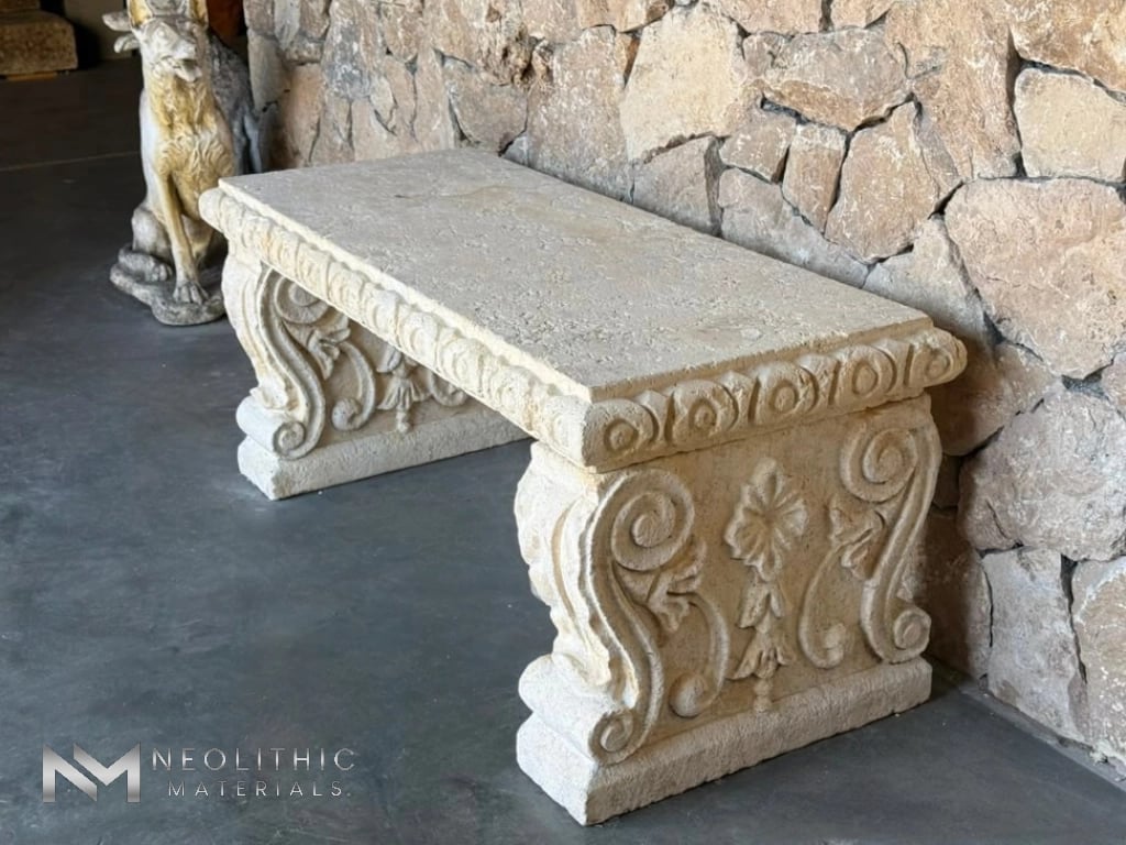Limestone Garden Bench - Image 1