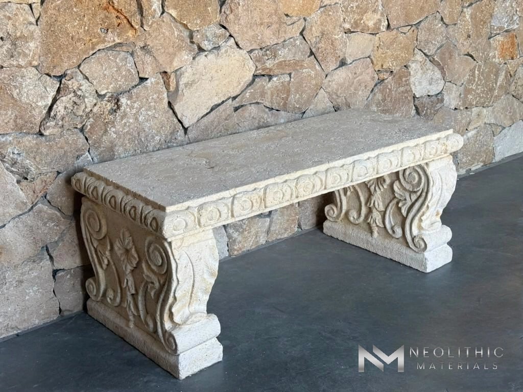Limestone Garden Bench - Image 2