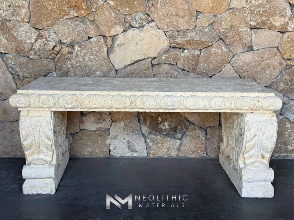 Limestone Garden Bench - Image 3