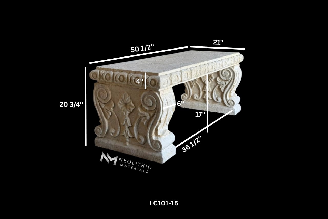 Limestone Garden Bench - Image 4