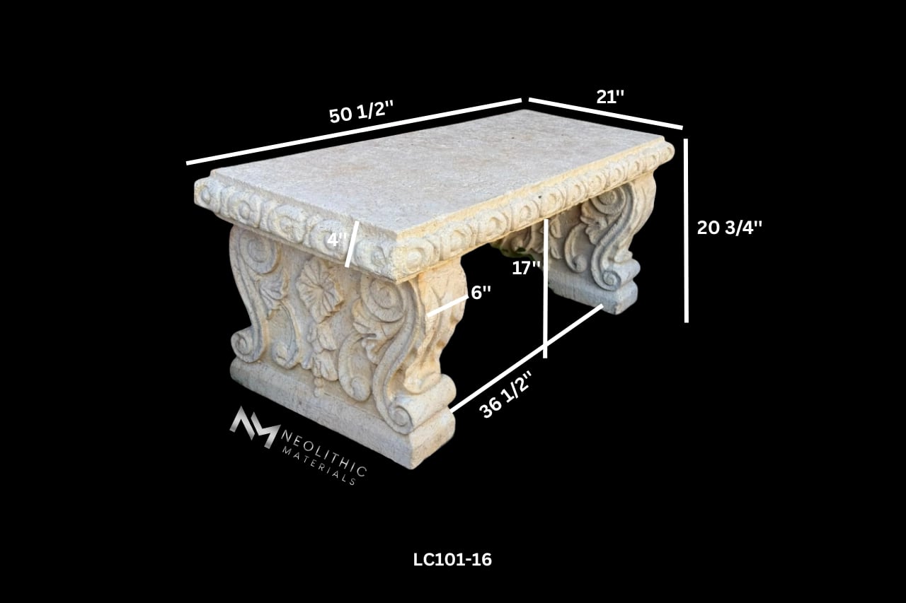 Limestone Garden Bench - Image 7