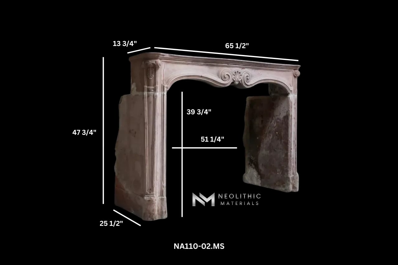 Antique Limestone de Vosges Fireplace Mantel Louis XV Style - Image 6