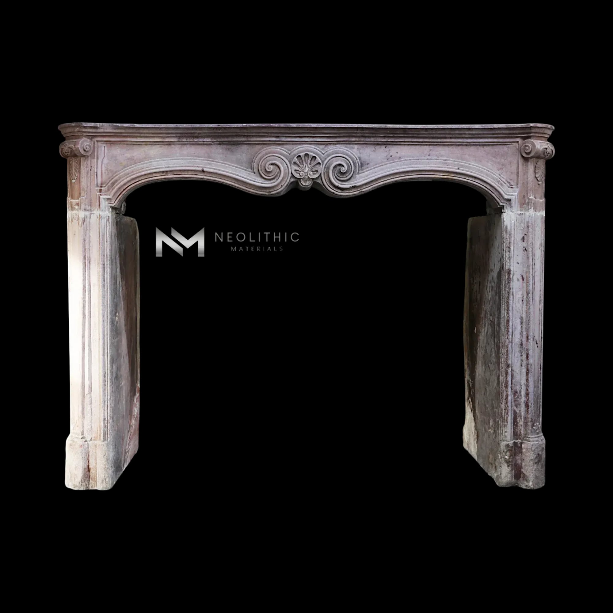 Antique Limestone de Vosges Fireplace Mantel Louis XV Style