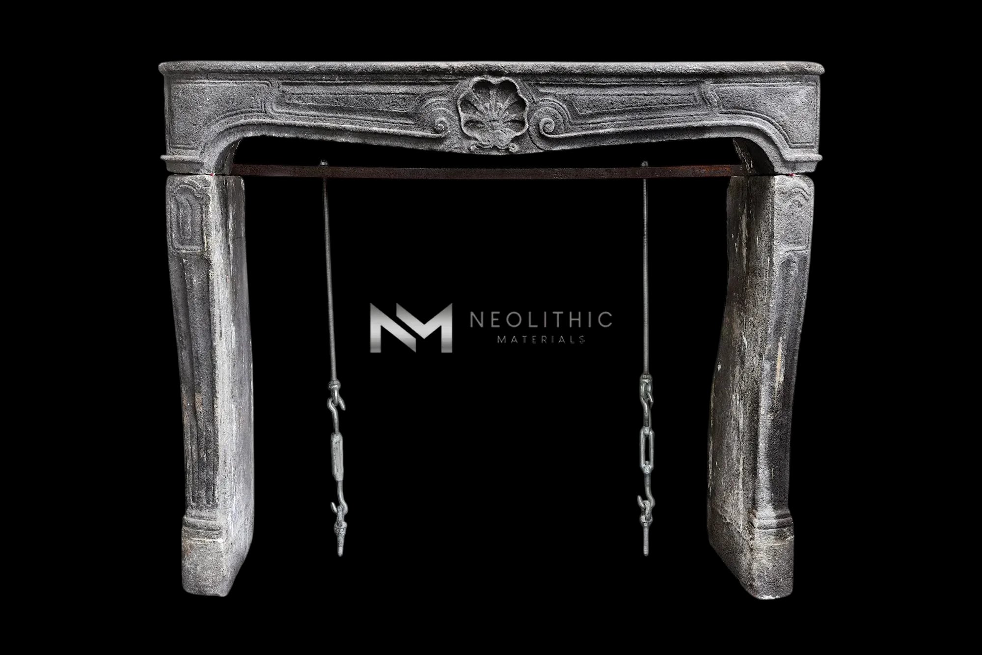 Antique Lava Stone Fireplace Mantel Louis XV Style - Image 1
