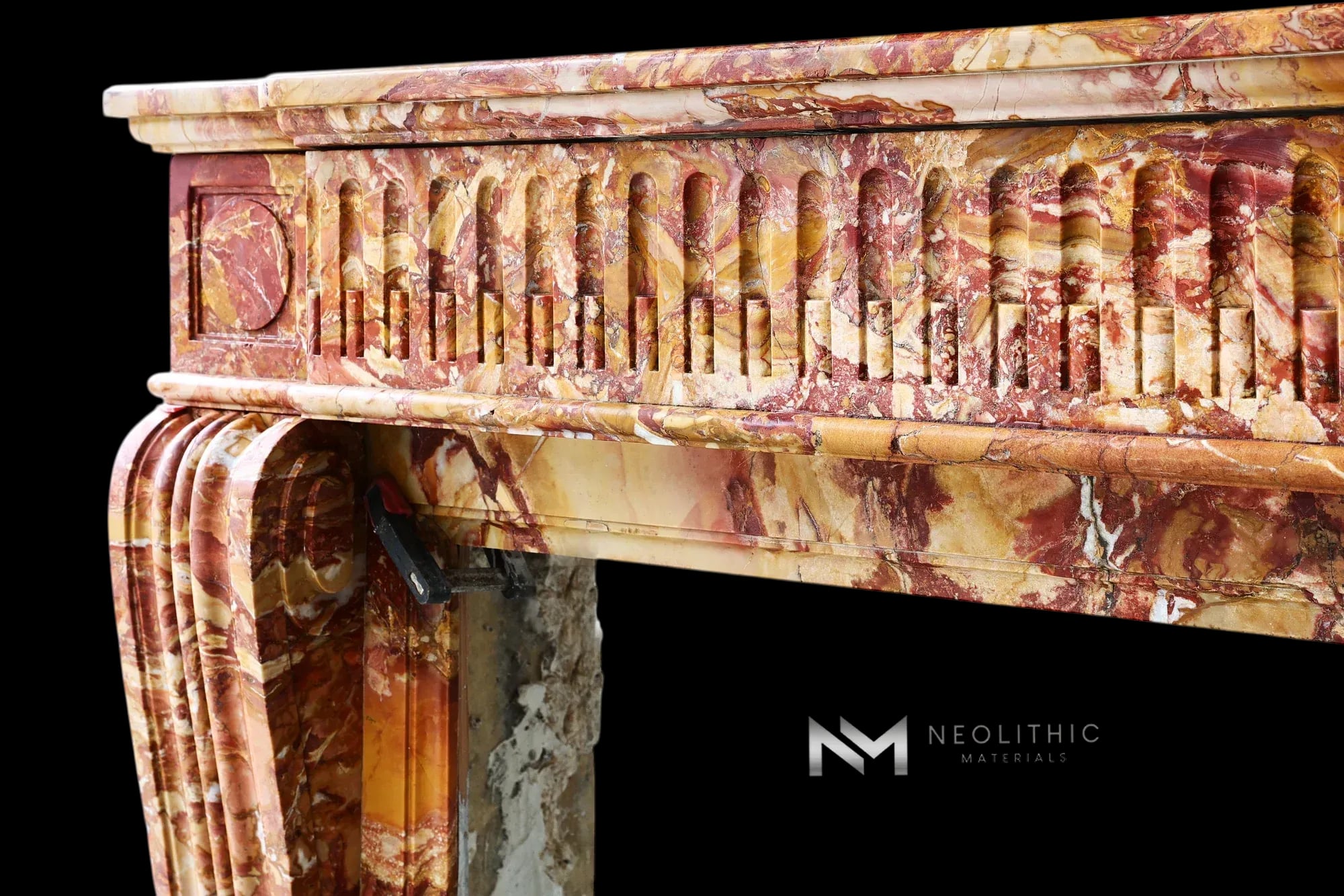 Antique Breche de Saint Maxim Marble Fireplace Mantel - Image 4