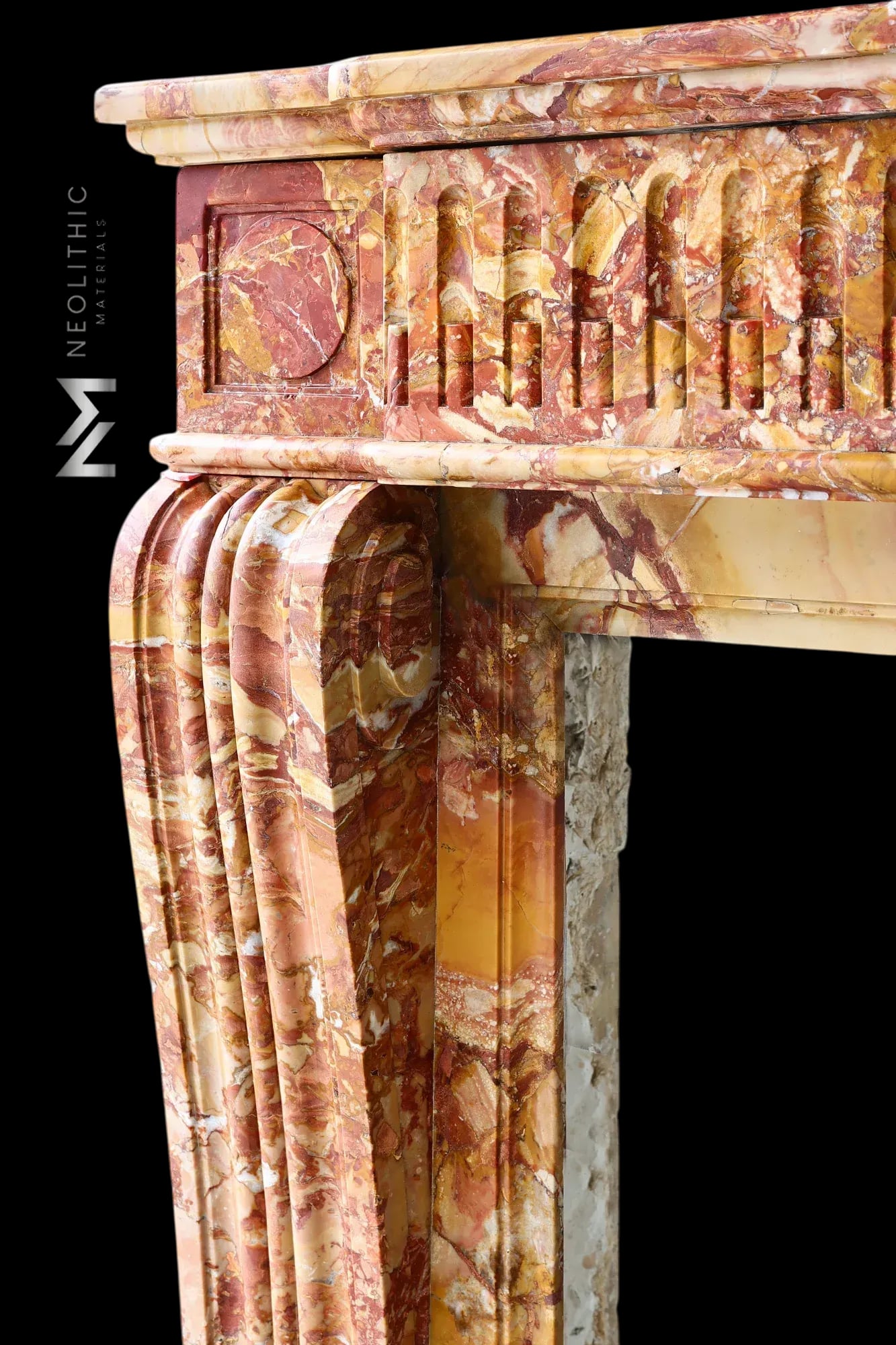 Antique Breche de Saint Maxim Marble Fireplace Mantel - Image 5
