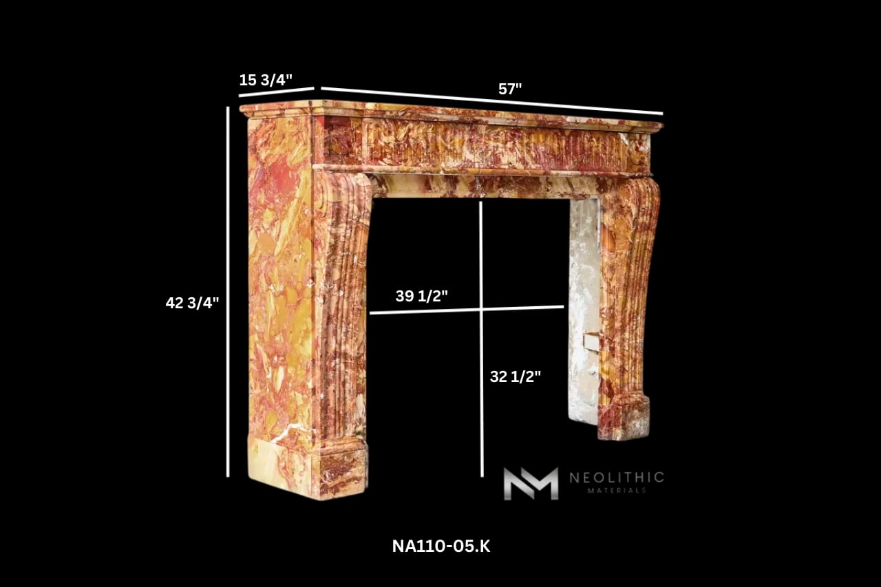 Antique Breche de Saint Maxim Marble Fireplace Mantel - Image 6
