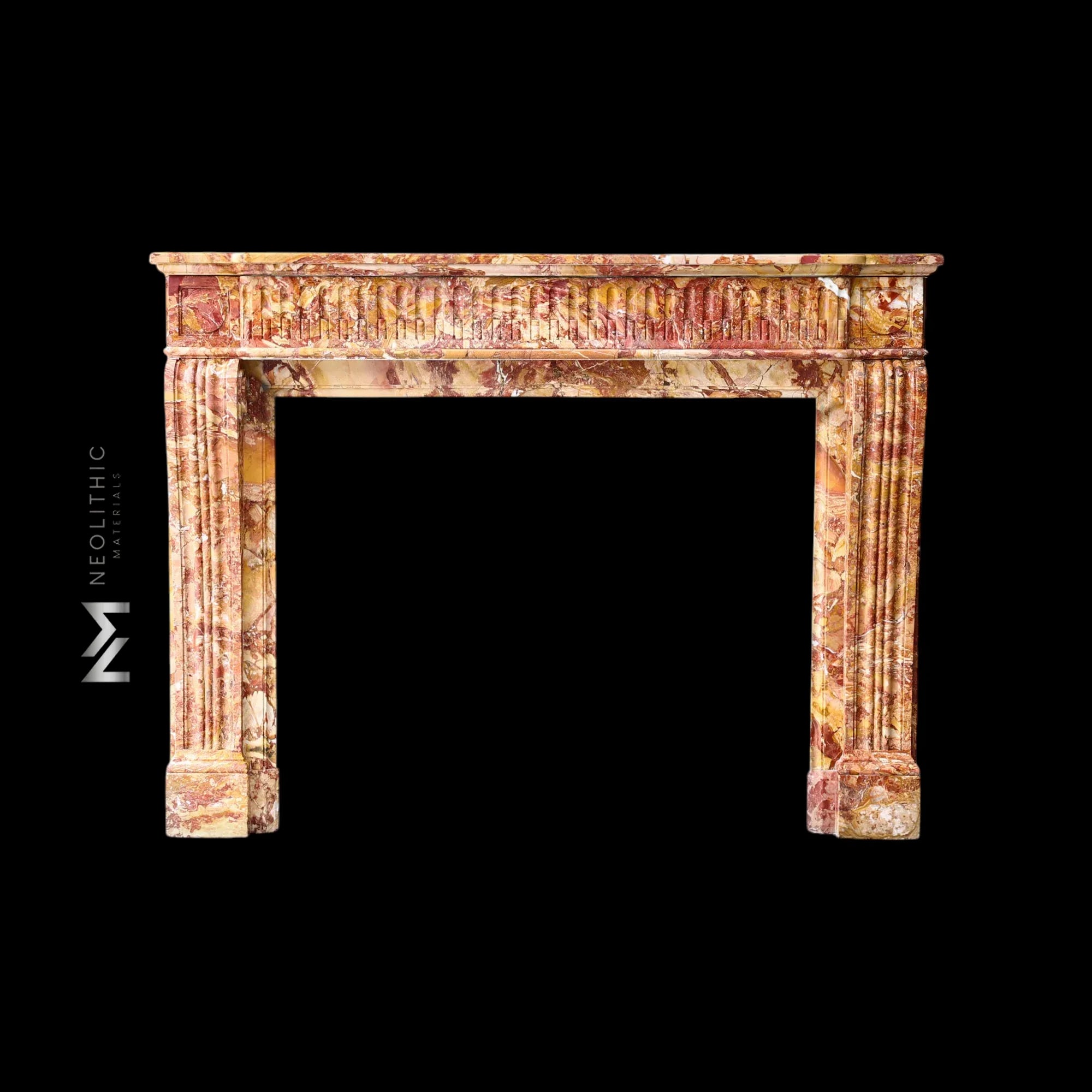 Antique Breche de Saint Maxim Marble Fireplace Mantel