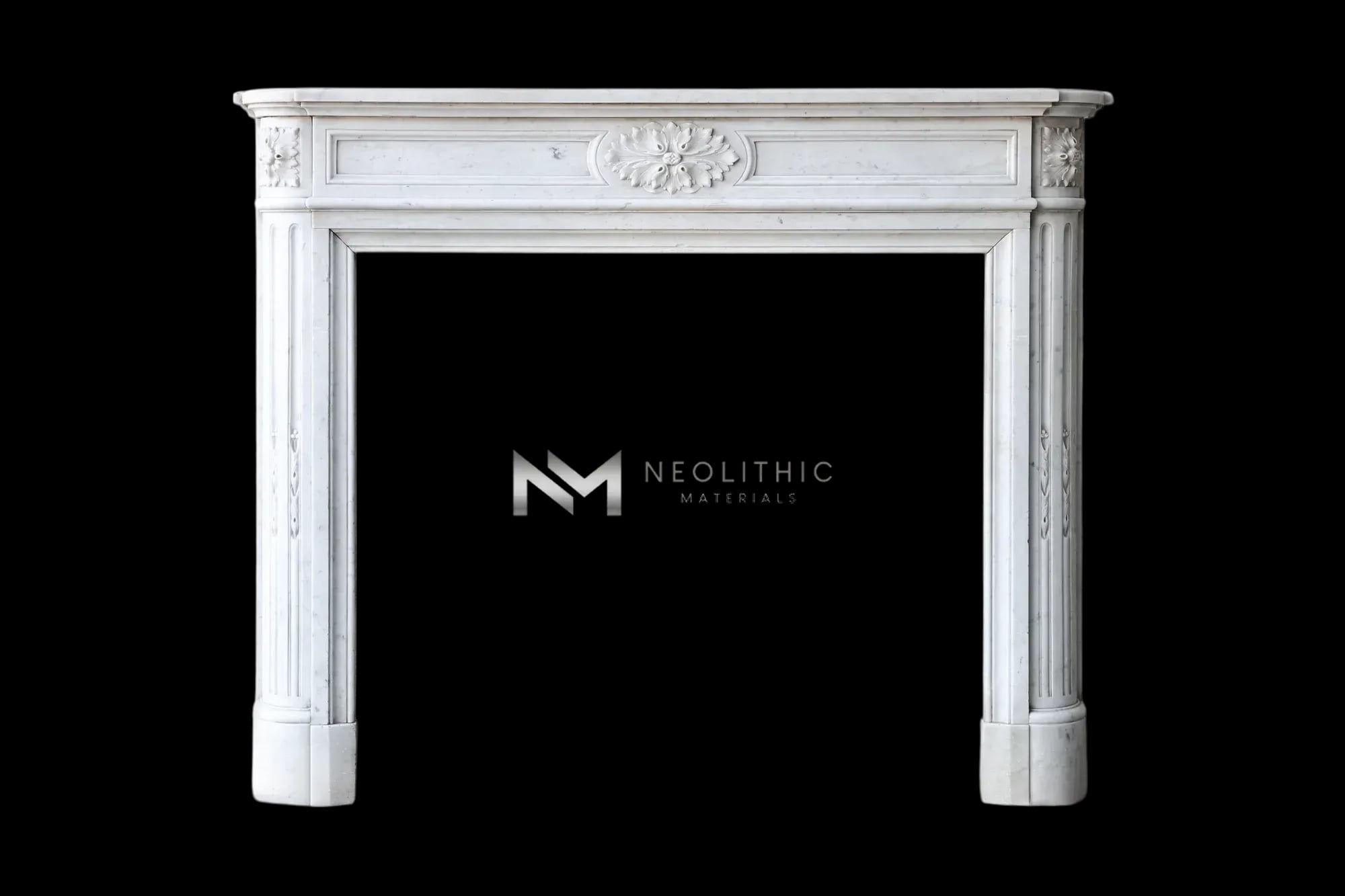 Antique Carrara Marble Fireplace Mantel Louis XVI Style