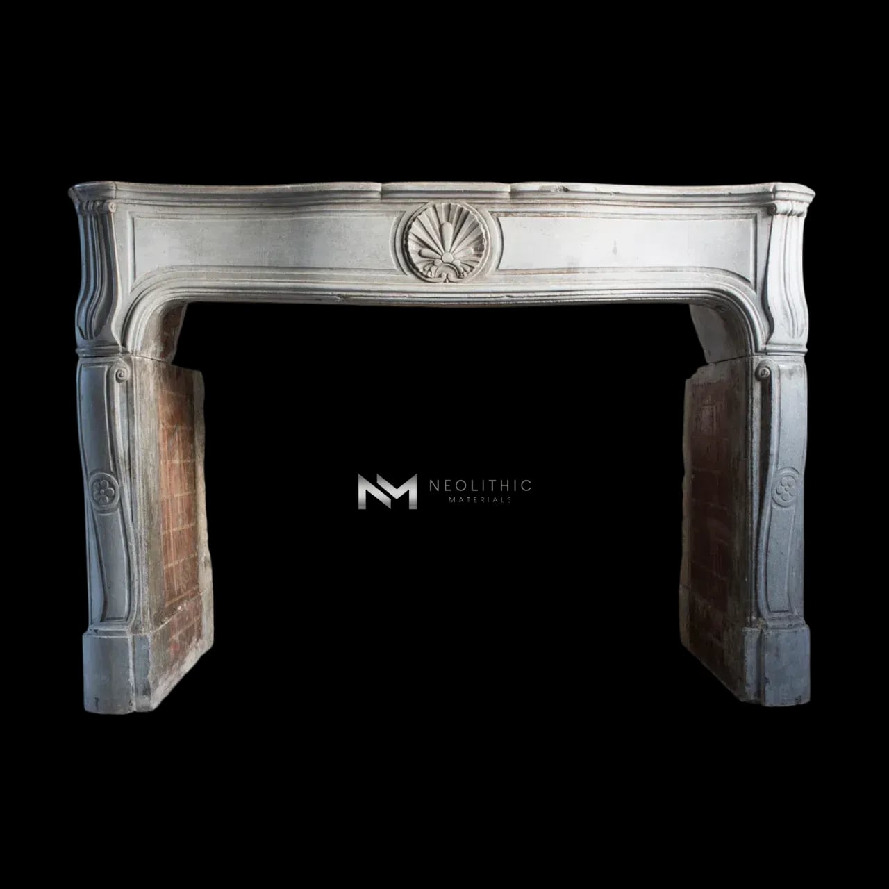 Antique Limestone de Besancon Fireplace Mantel Louis XV Style