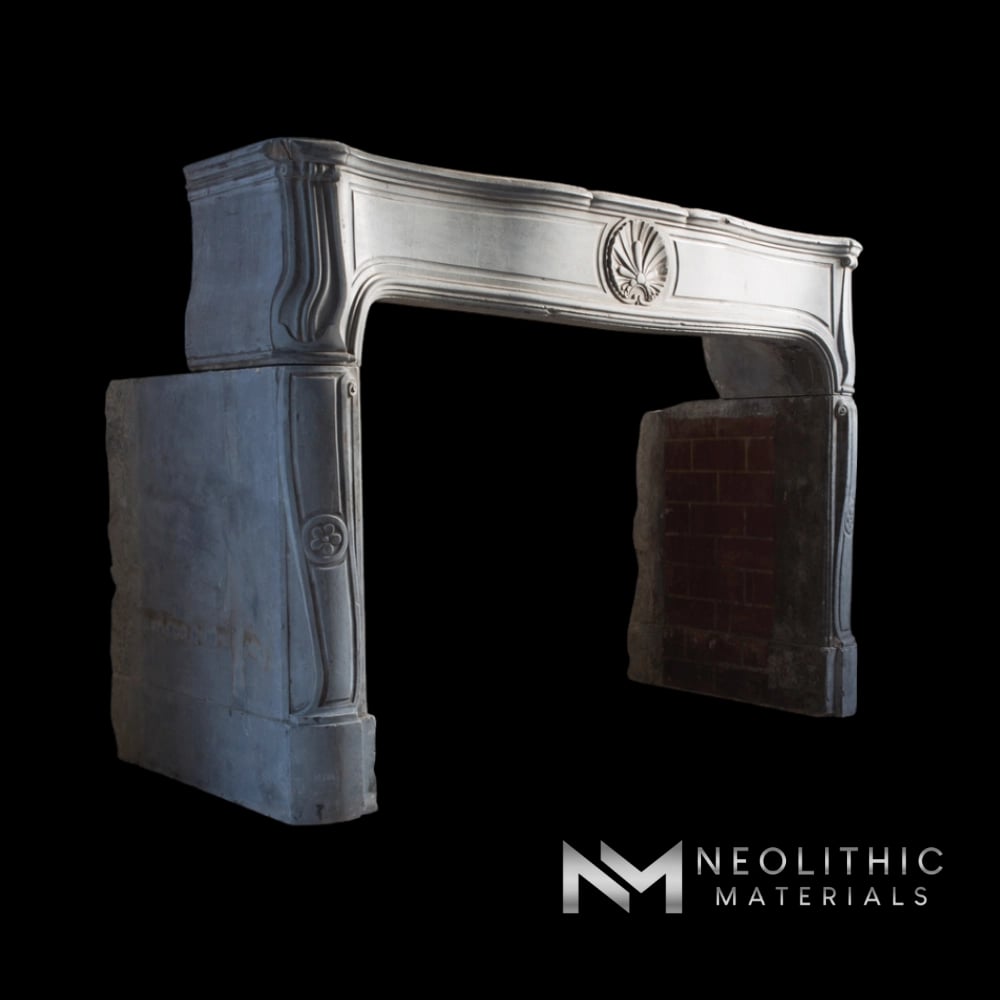 Antique Limestone de Besancon Fireplace Mantel Louis XV Style