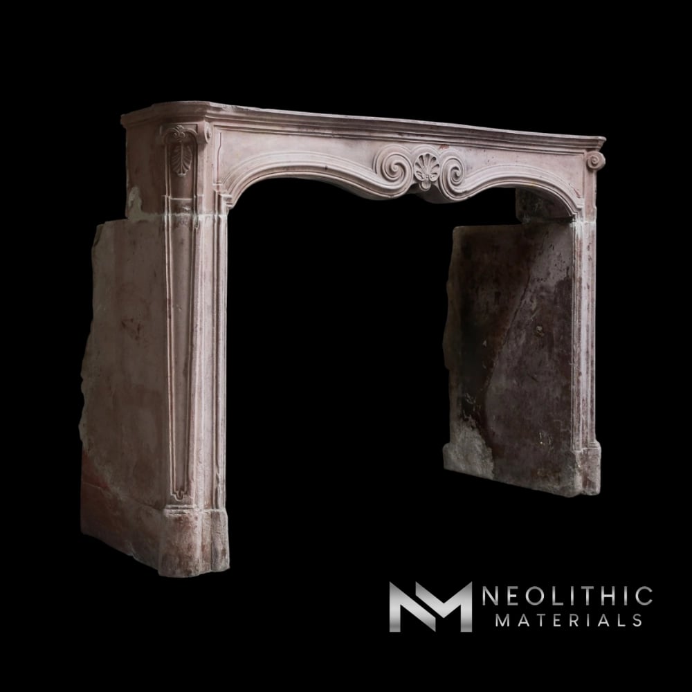 Antique Limestone de Vosges Fireplace Mantel Louis XV Style