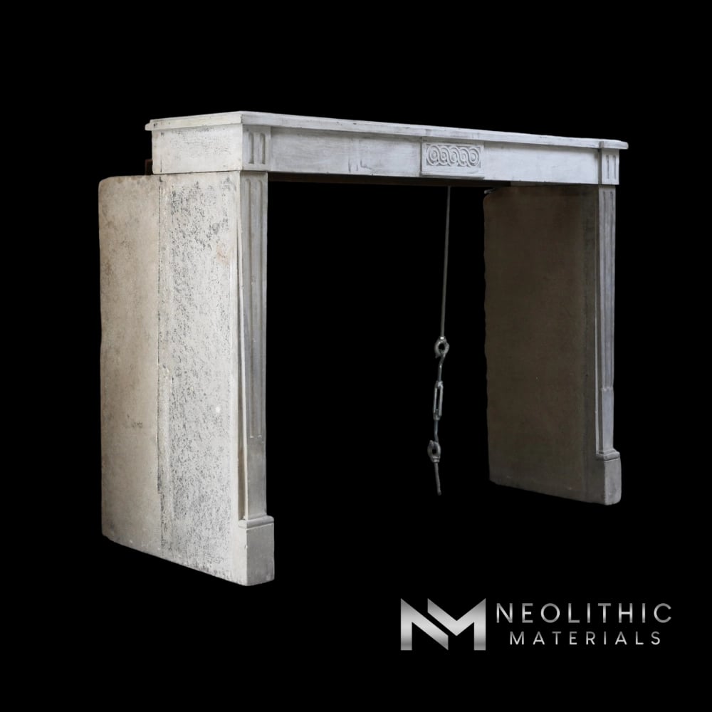 French Antique 19th Century Limestone Fireplace