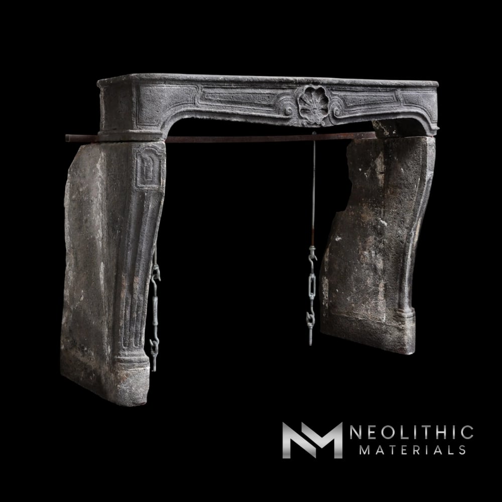 Antique Lava Stone Fireplace Mantel Louis XV Style