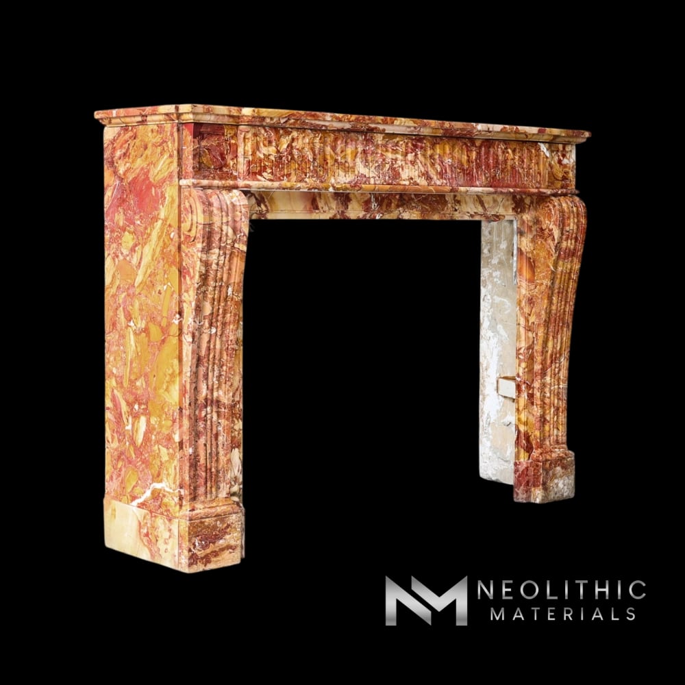 Antique Breche de Saint Maxim Marble Fireplace Mantel