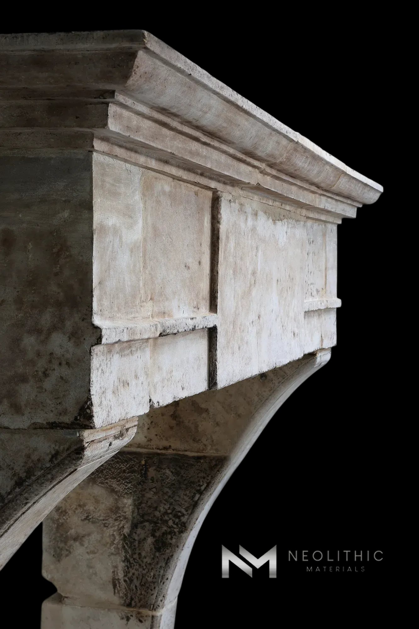 Antique Mediterranean Limestone Fireplace Mantel Louis XIII Style - Image 5