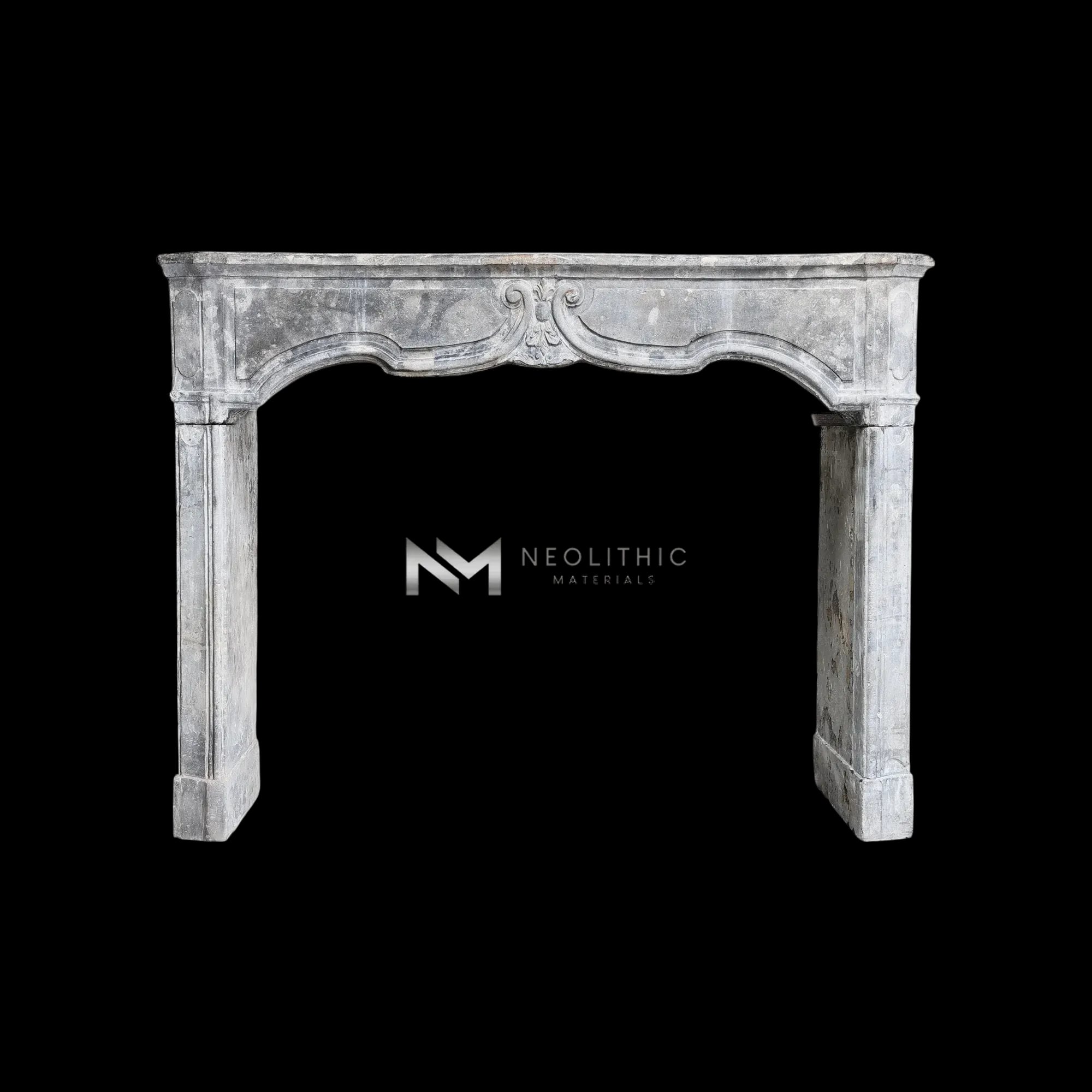 Antique Limestone de Besancon Fireplace Mantel Louis XV Style