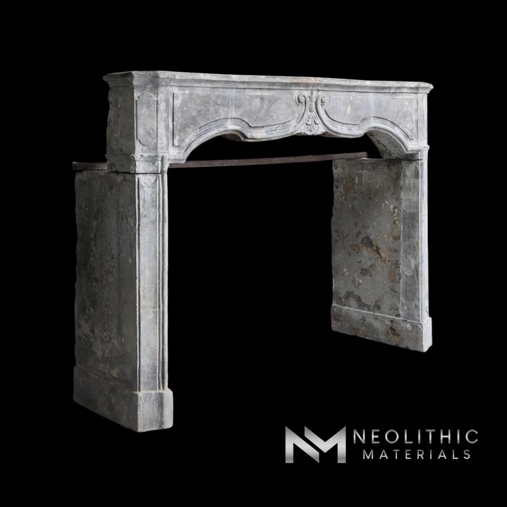 Antique Limestone de Besancon Fireplace Mantel Louis XV Style