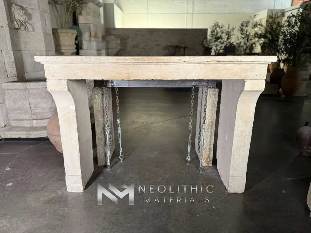 Antique Limestone Fireplace Mantel Countryside Style - Image 1
