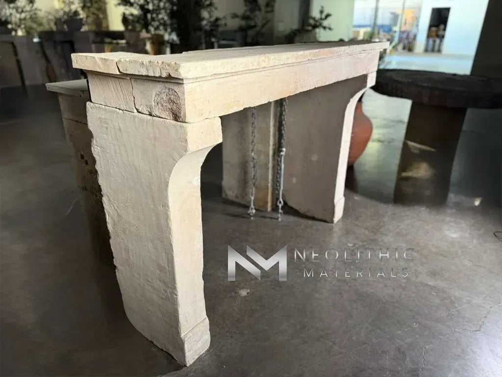 Antique Limestone Fireplace Mantel Countryside Style - Image 2