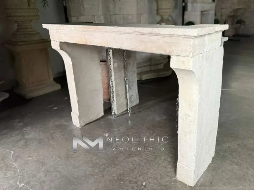 Antique Limestone Fireplace Mantel Countryside Style - Image 3