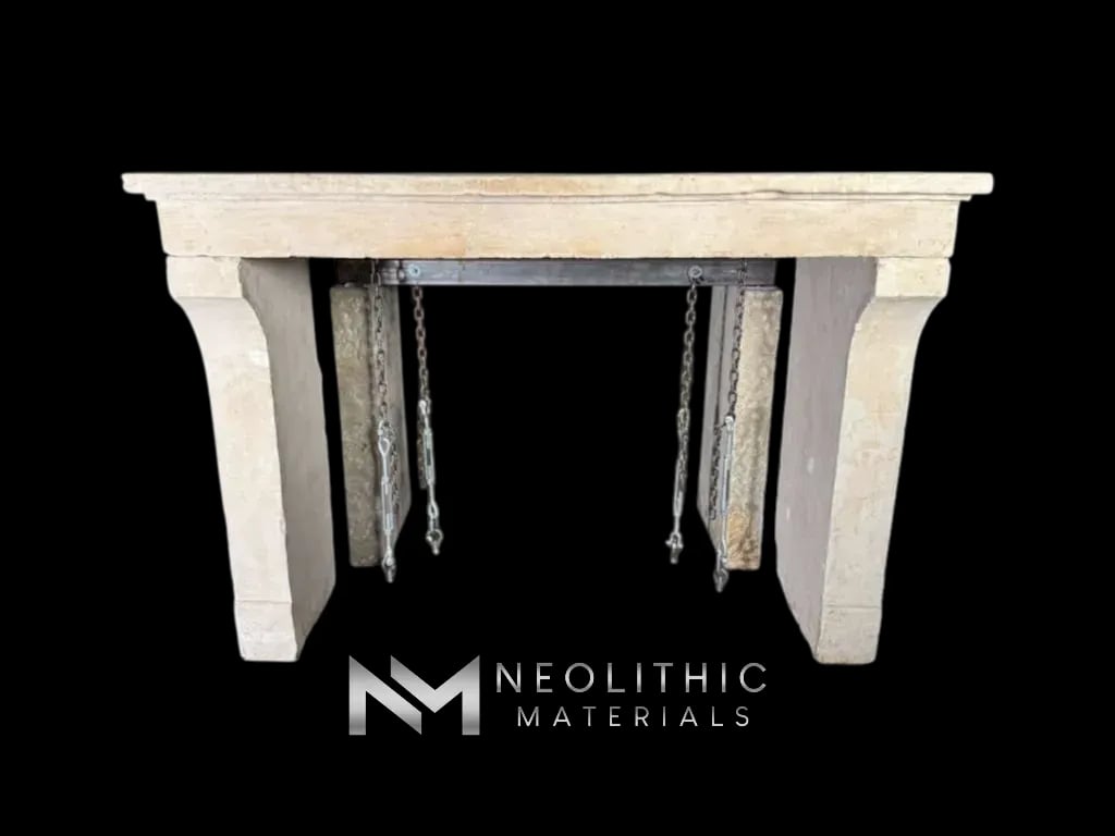 Antique Limestone Fireplace Mantel Countryside Style