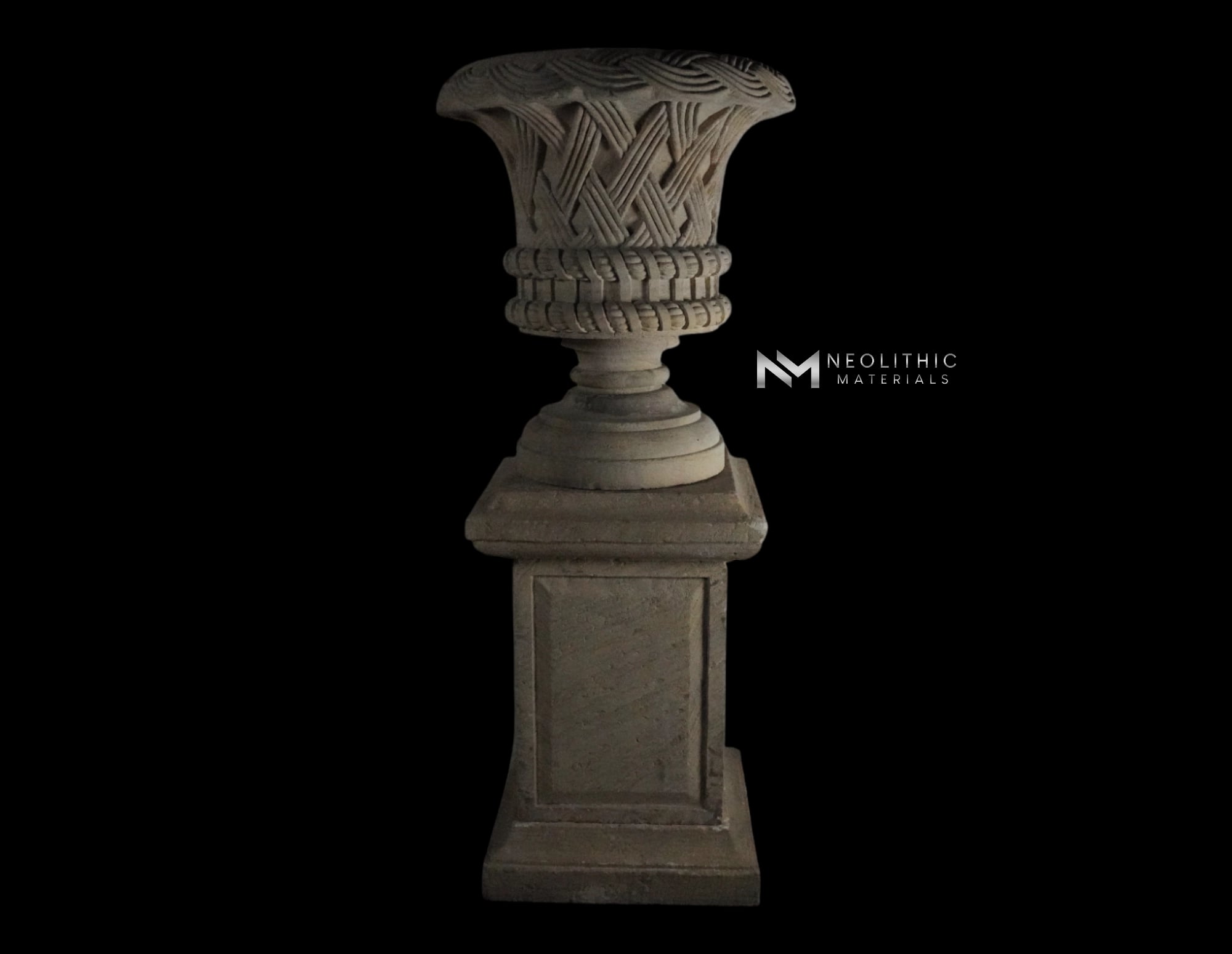Limestone Urn on Pedestal - Image 1