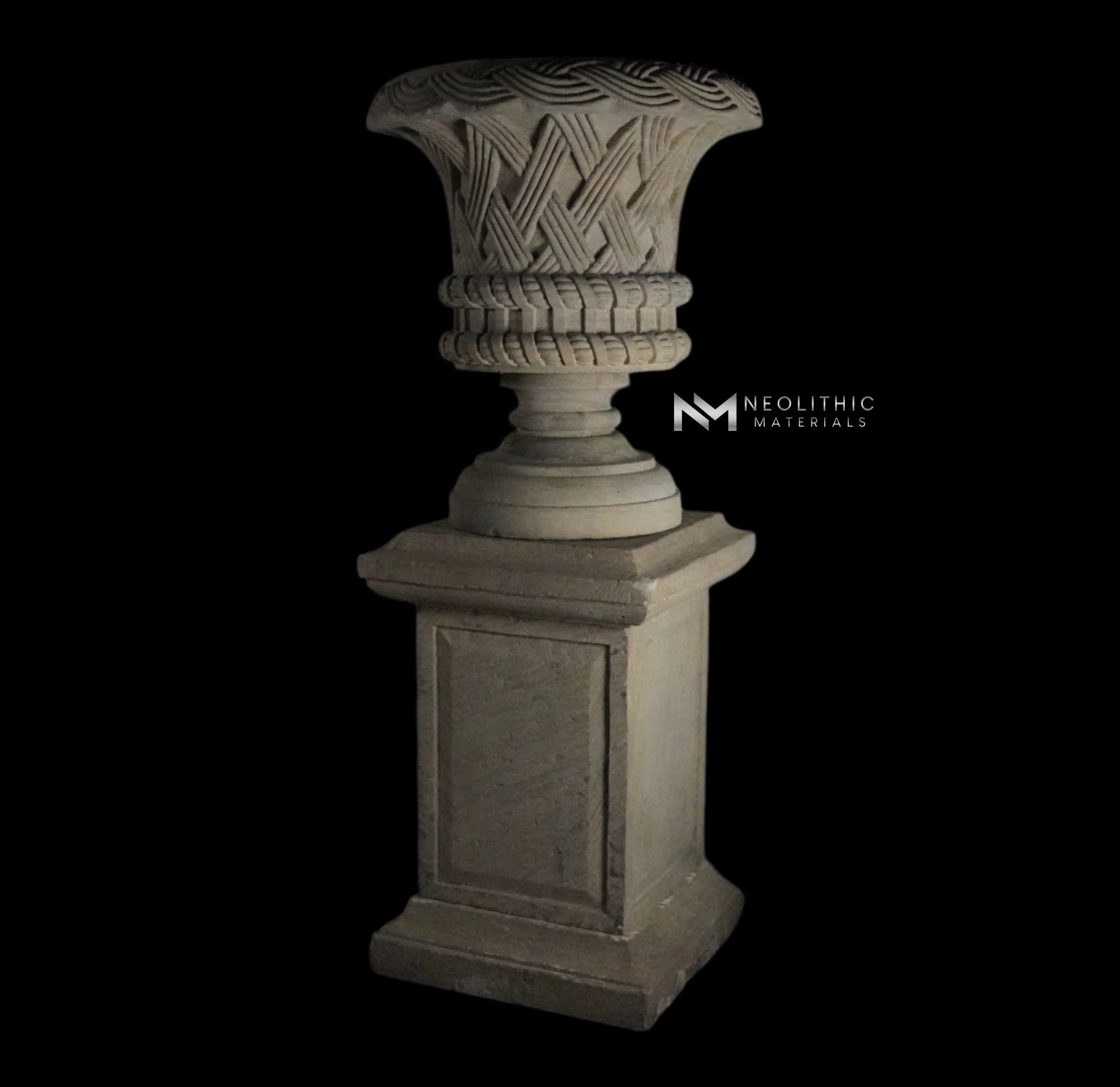 Limestone Urn on Pedestal - Image 2