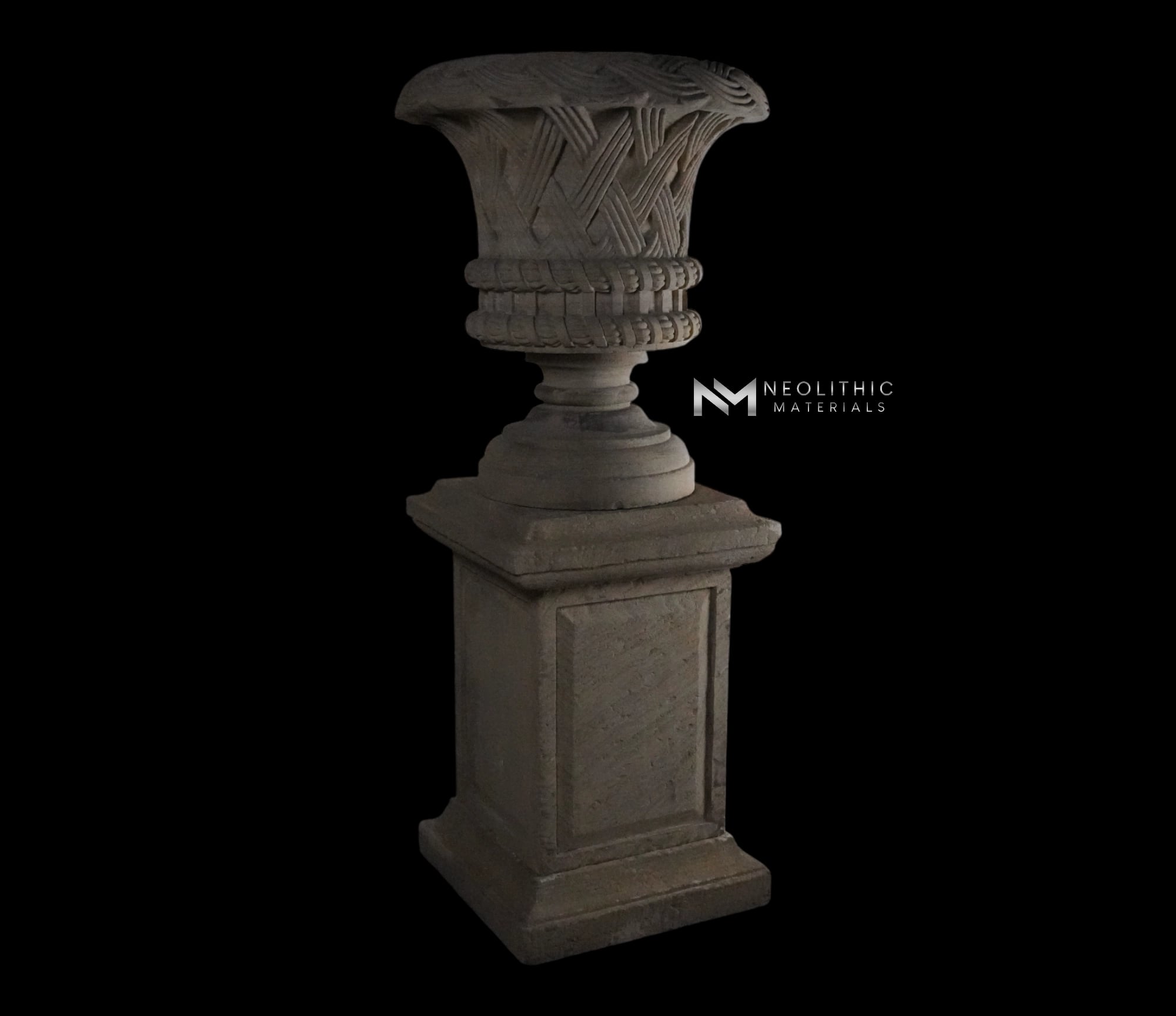 Limestone Urn on Pedestal - Image 3