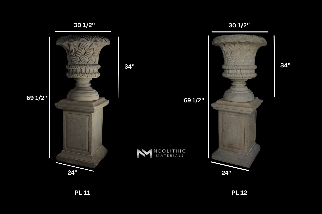 Limestone Urn on Pedestal - Image 9