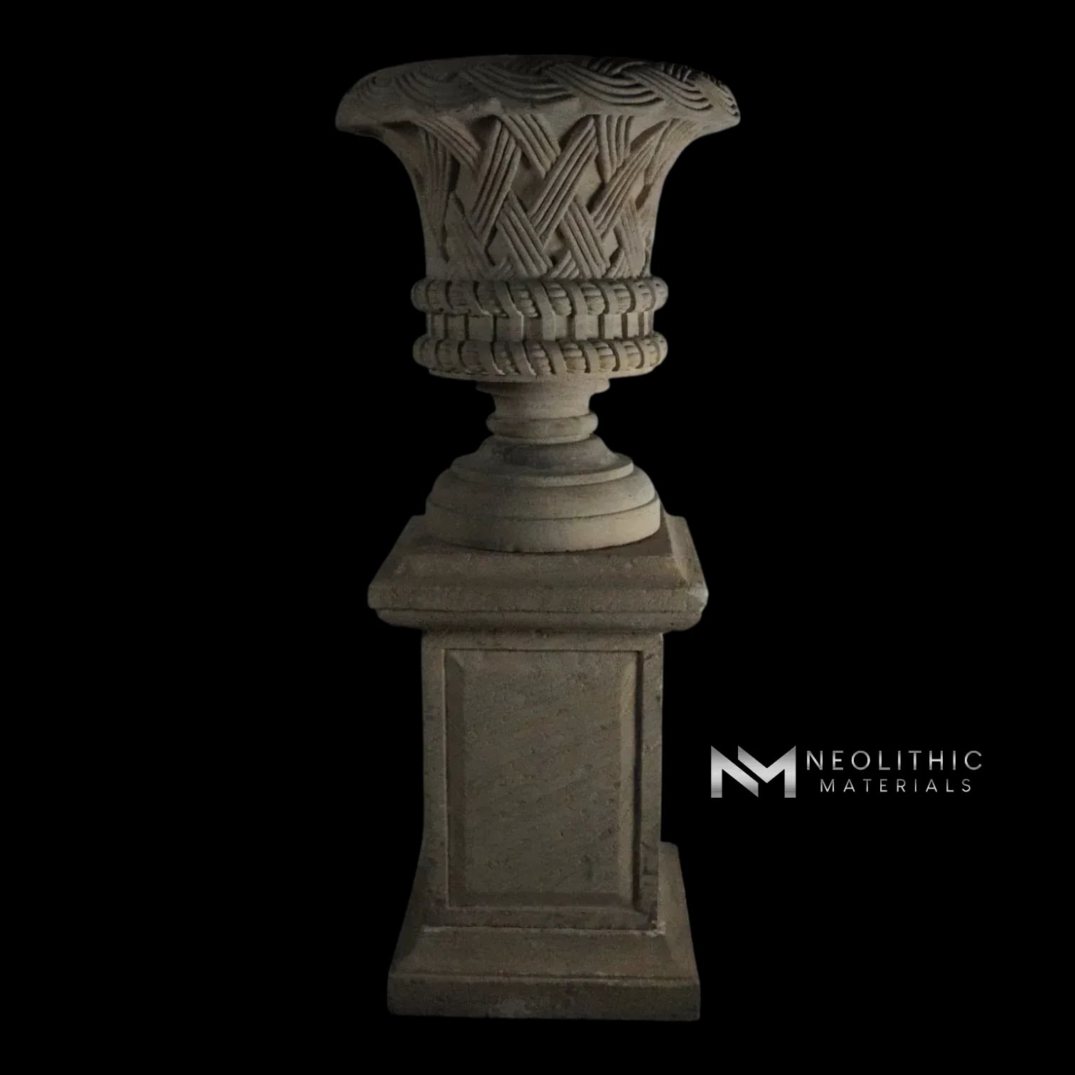 Limestone Urn on Pedestal - Image 1