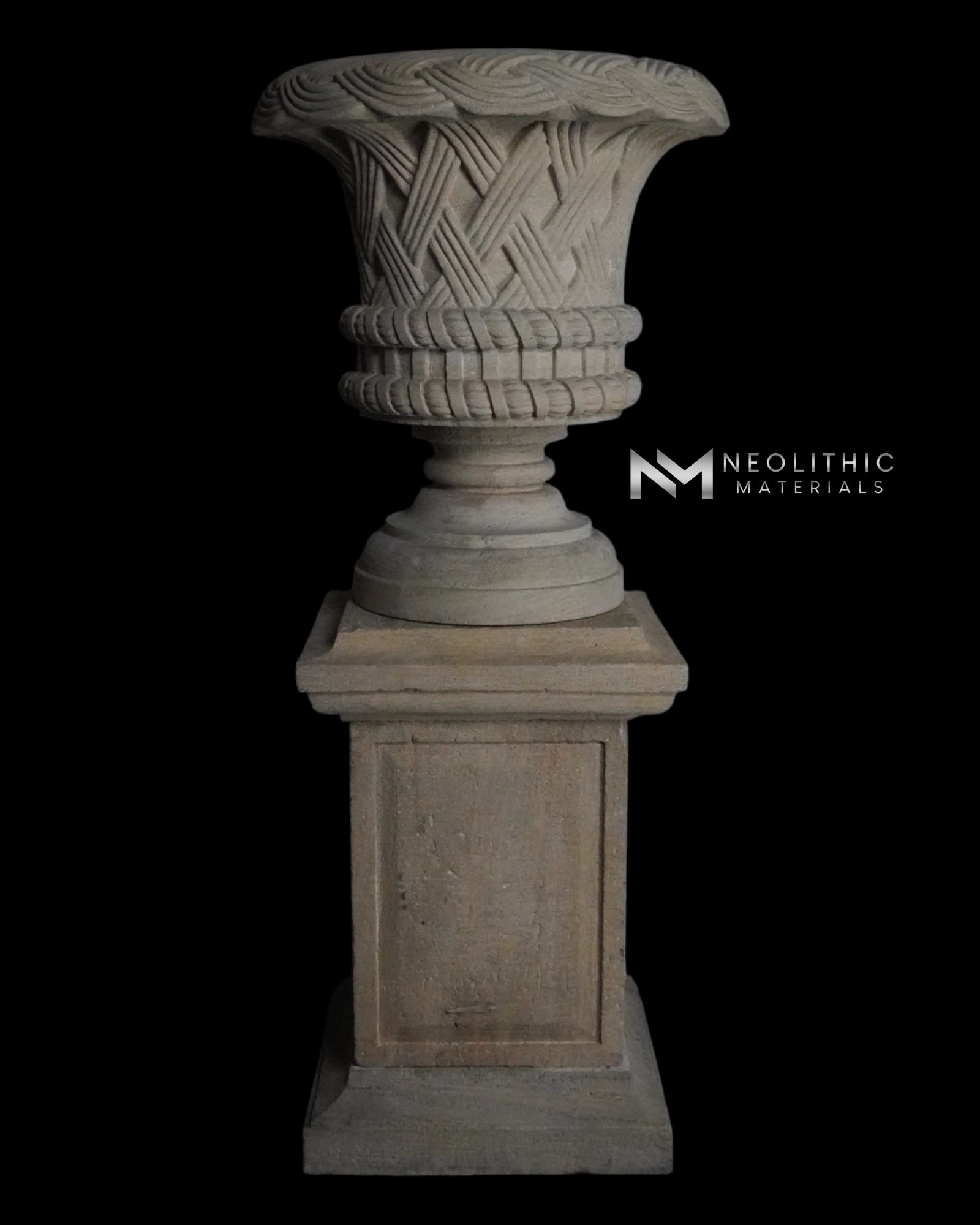 Limestone Urn on Pedestal - Image 5