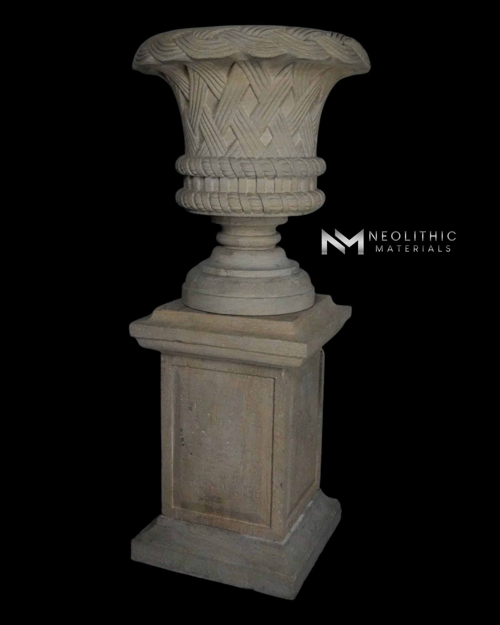Limestone Urn on Pedestal - Image 6