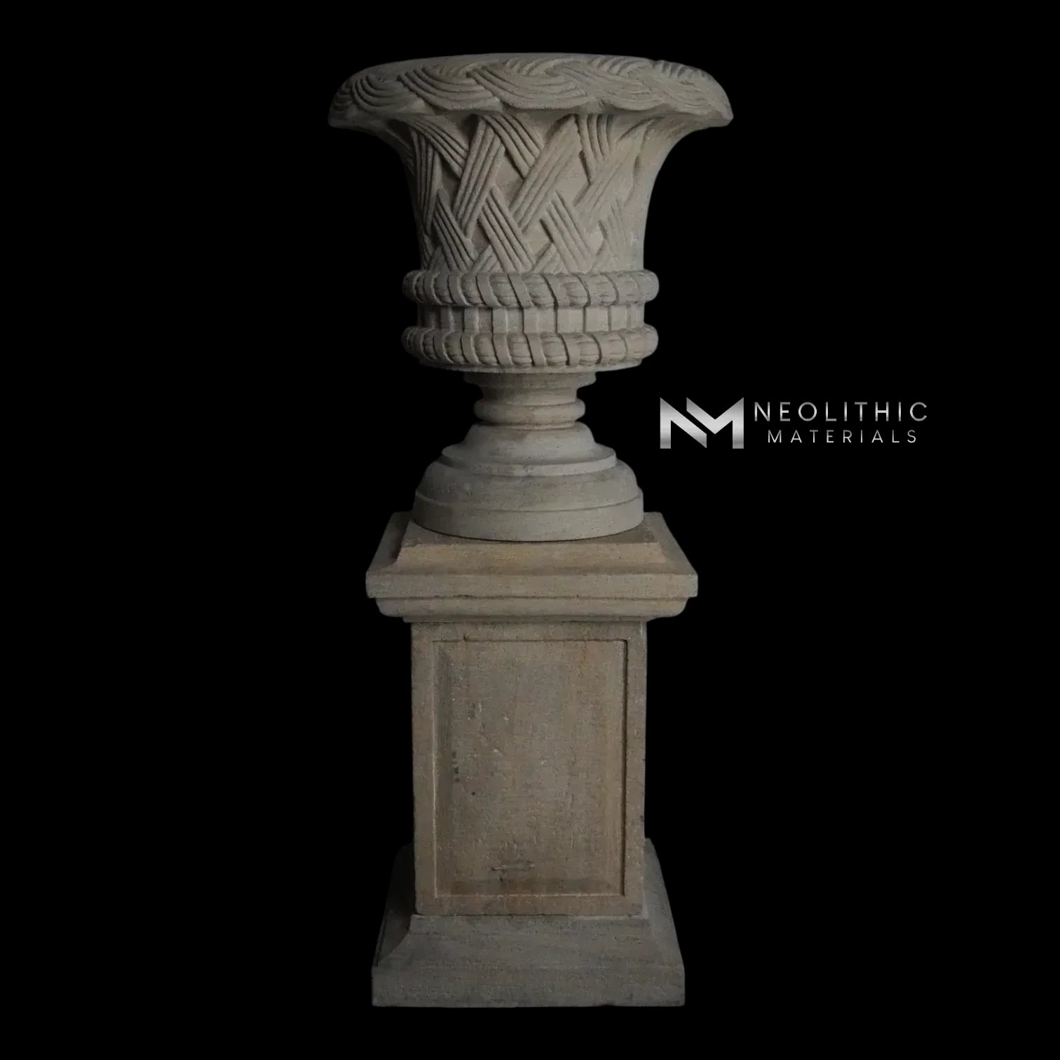Limestone Urn on Pedestal - Image 1