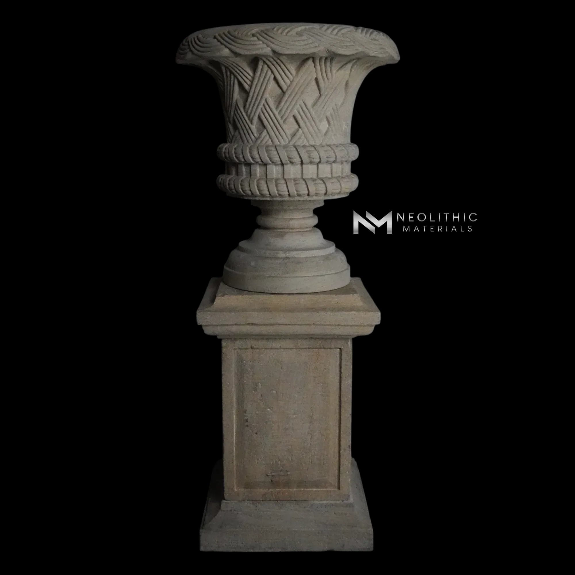 Limestone Urn on Pedestal