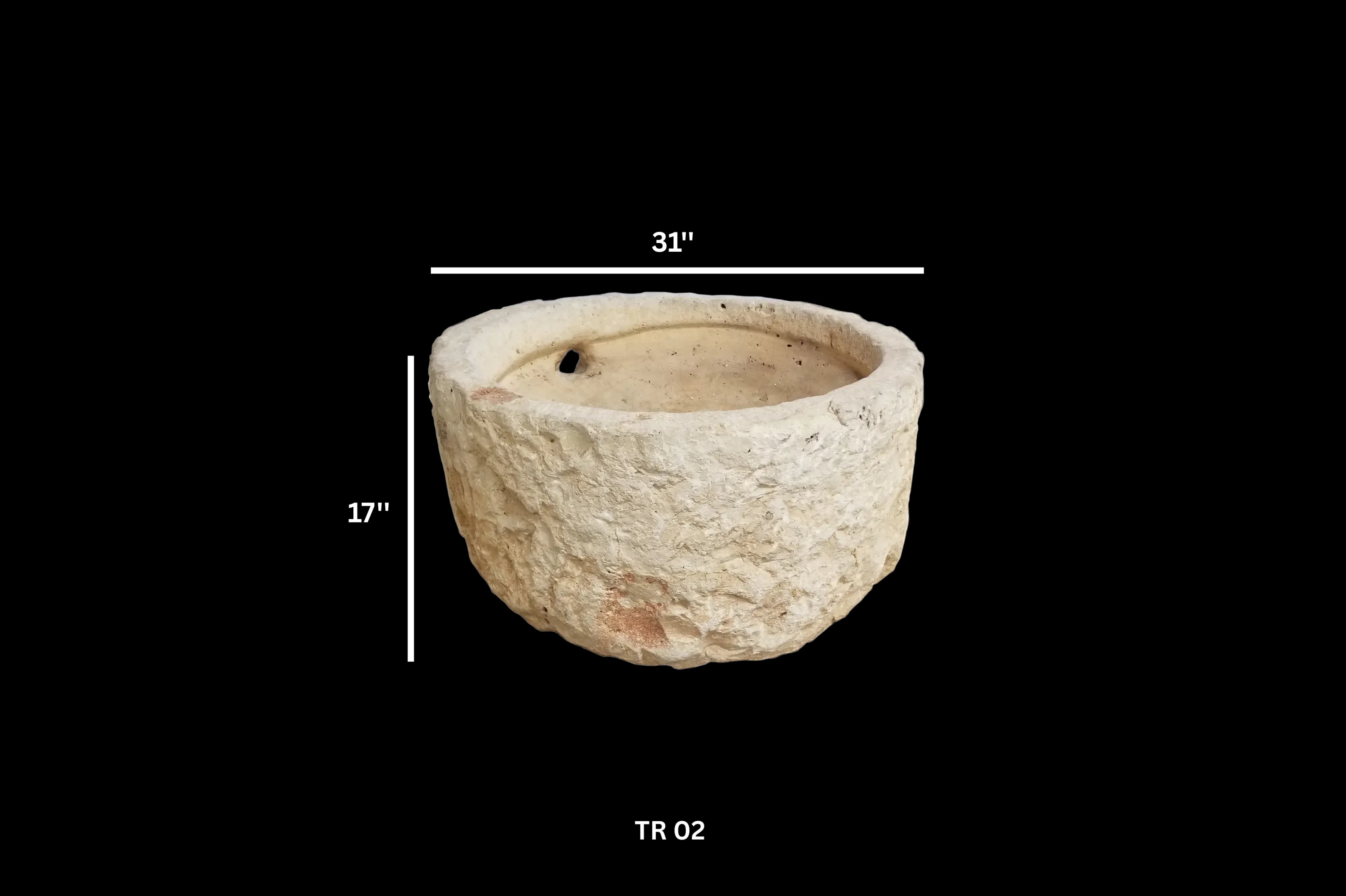 French Antique Round Limestone Trough - Image 2