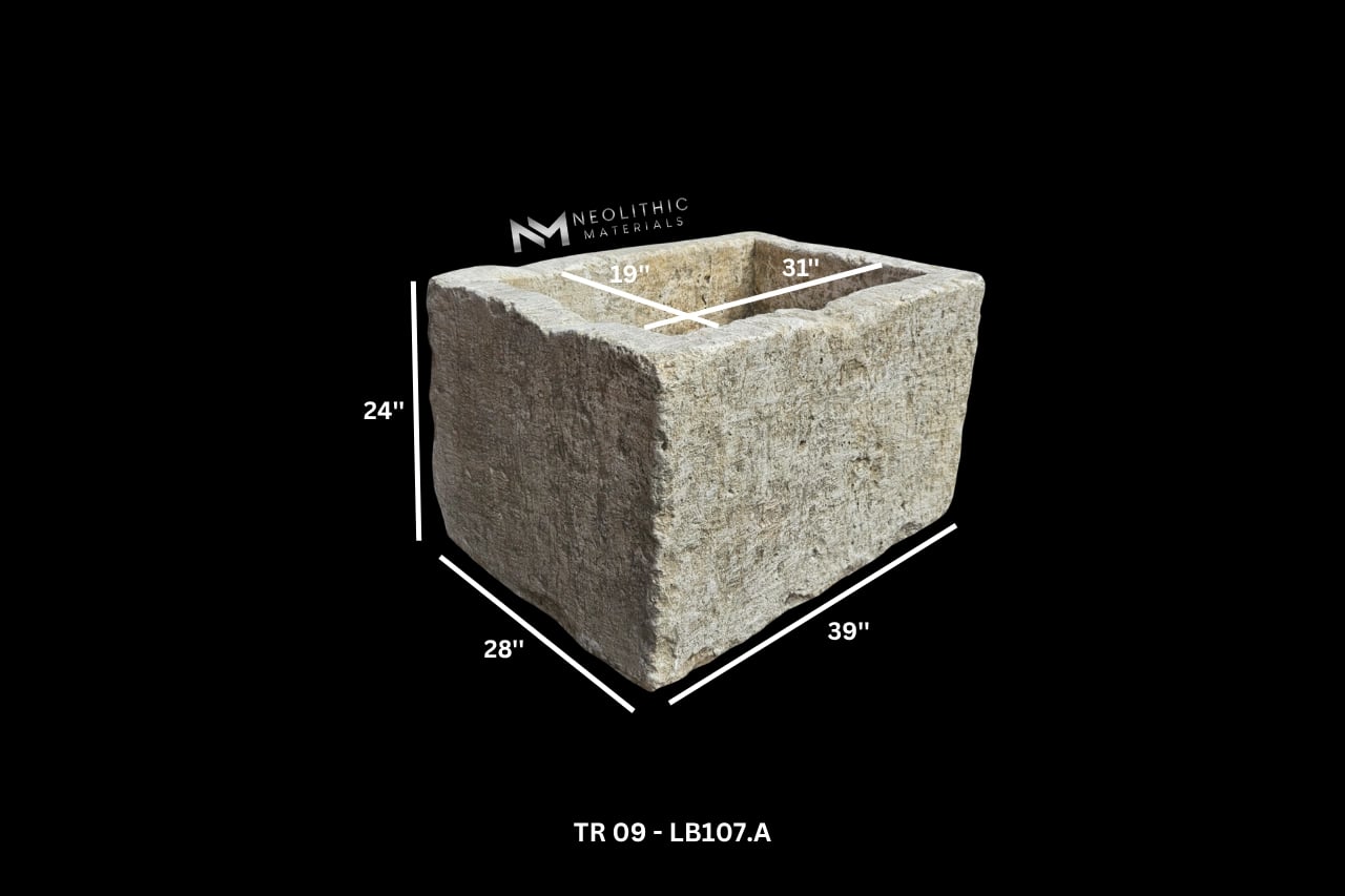 Hand Antiqued Limestone Trough - Image 4
