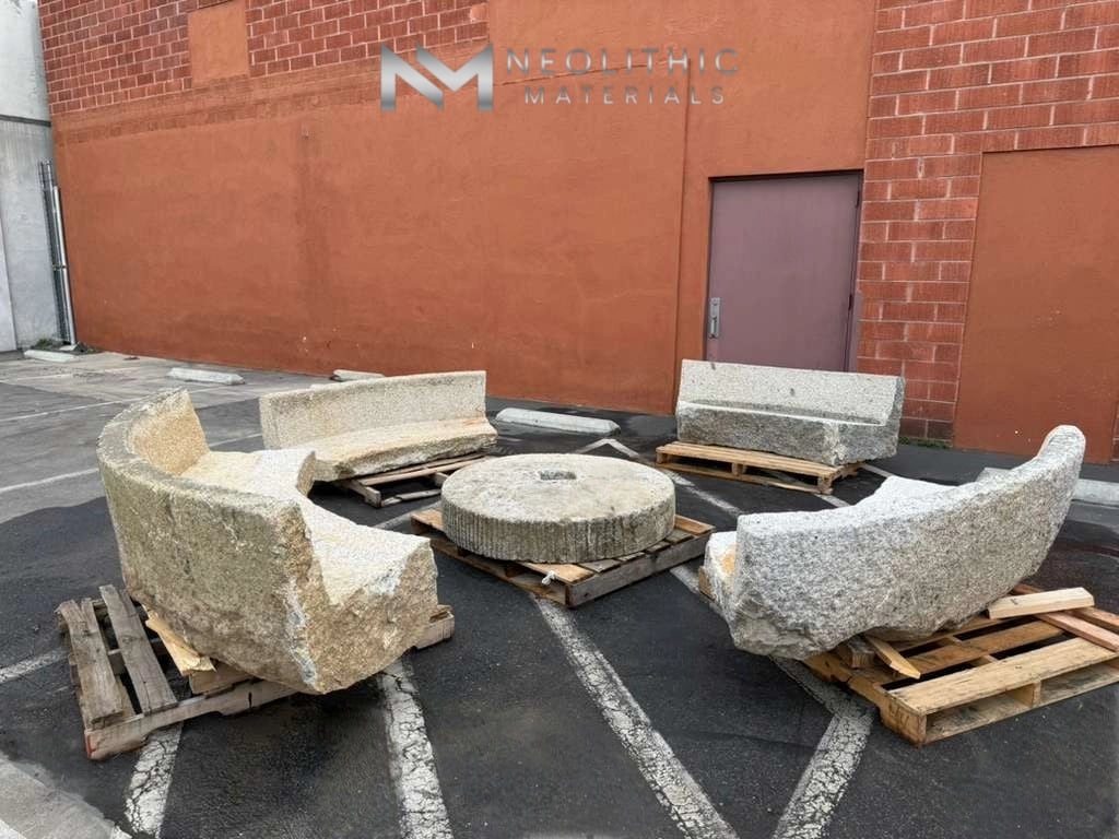 Antique Granite Bench Set - Image 1