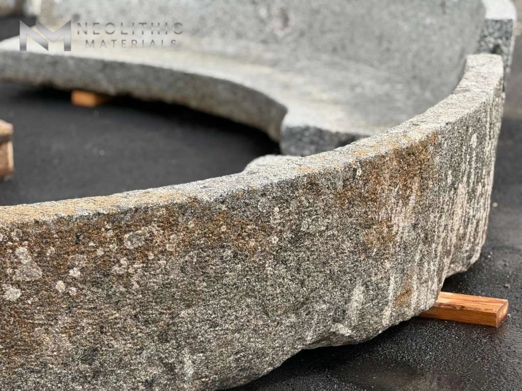Antique Granite Bench Set with  Antique Limestone Mill - Image 11