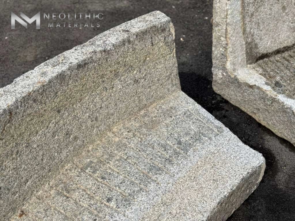 Antique Granite Bench Set with  Antique Limestone Mill - Image 12