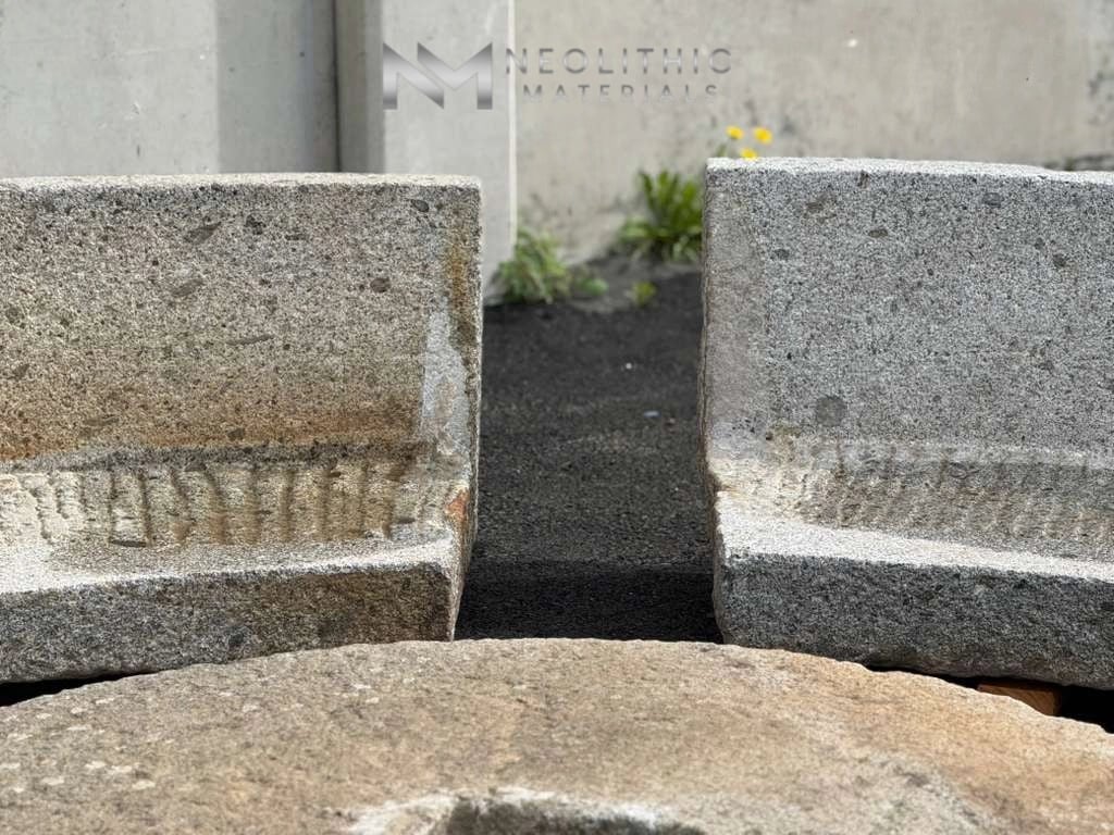 Antique Granite Bench Set with  Antique Limestone Mill - Image 9