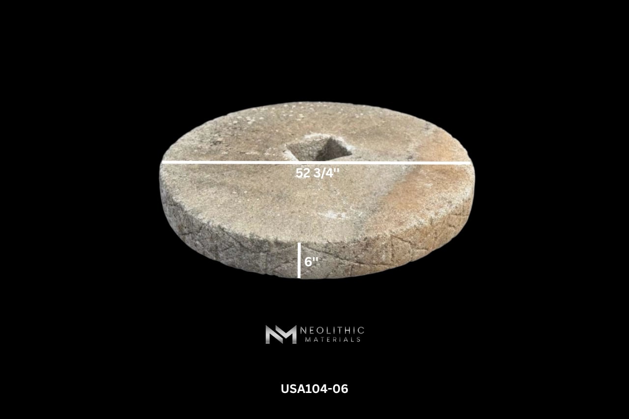 Antique Granite Bench Set with  Antique Limestone Mill - Image 19