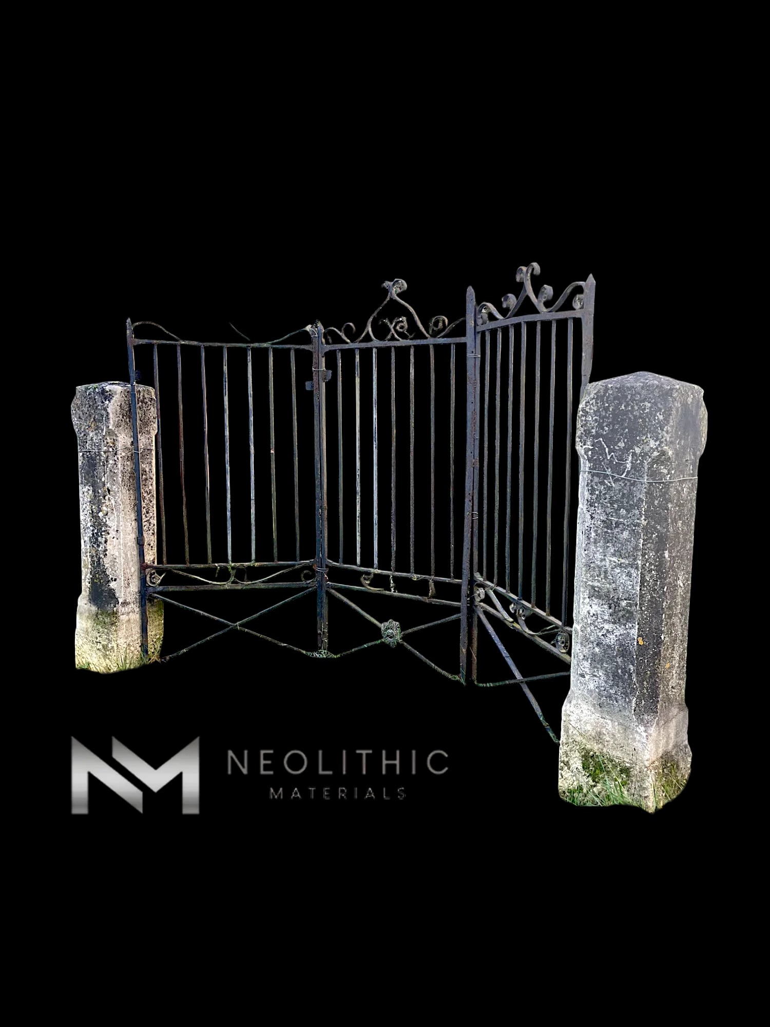 Antique Limestone Pillars (Pair) - Image 1